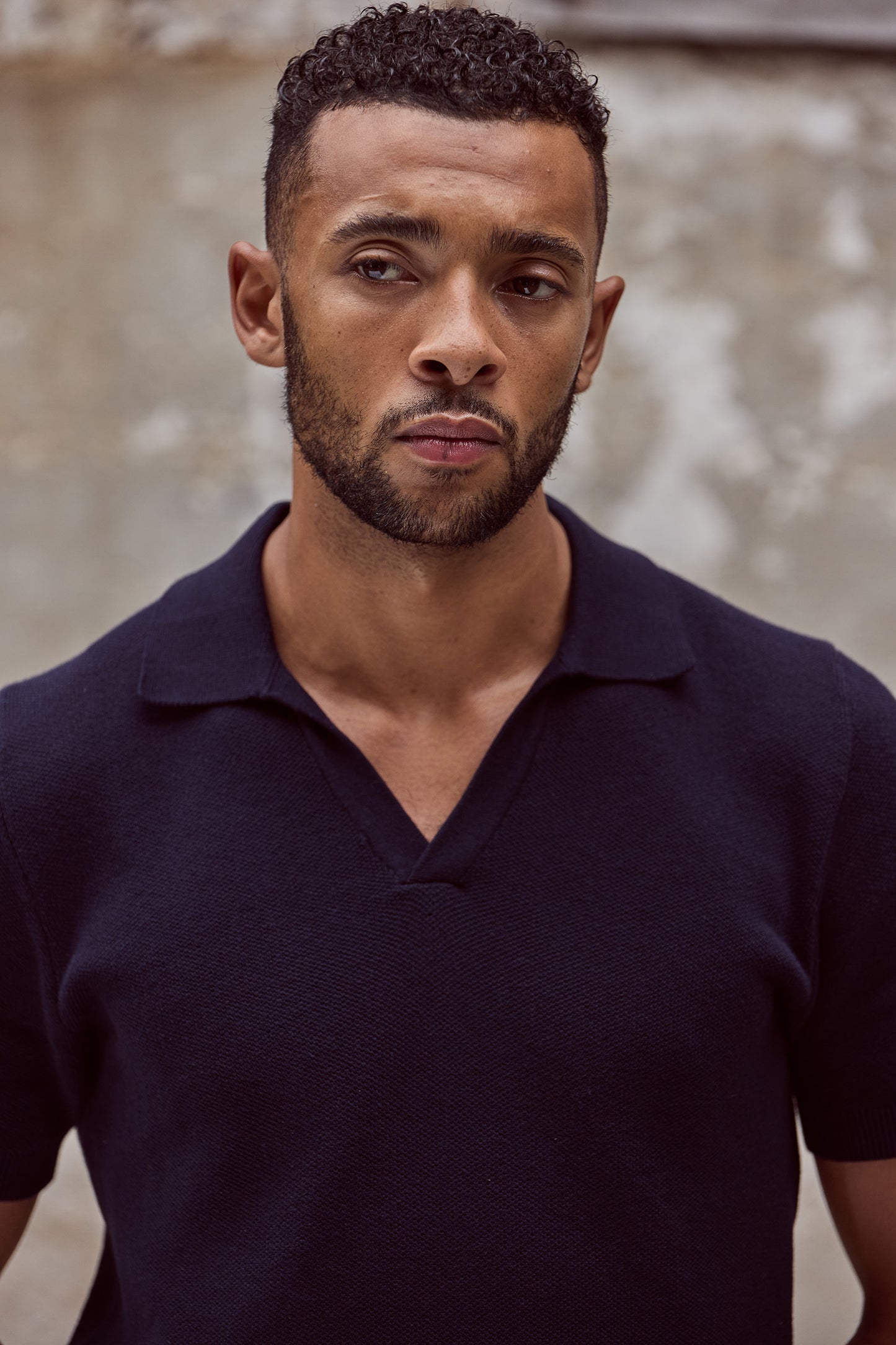Maklin Clothing's black open collar polo shirts for men. Short sleeve menswear.