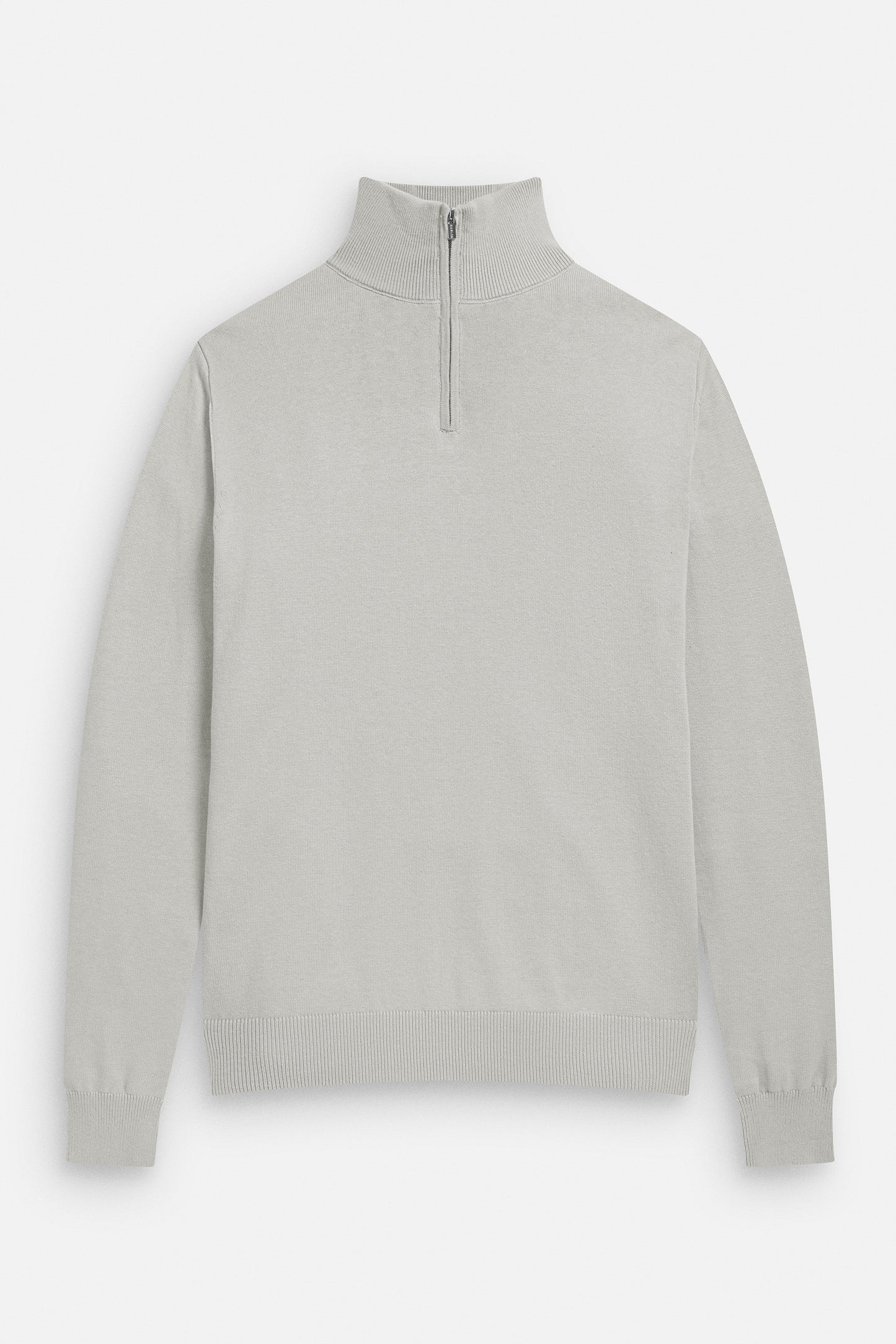 Ross Slim Fit Quarter Zip Jumper - Stone