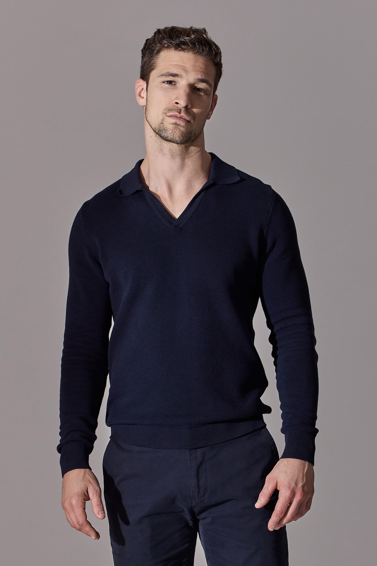 Alick Long Sleeve Polo Shirt - Navy