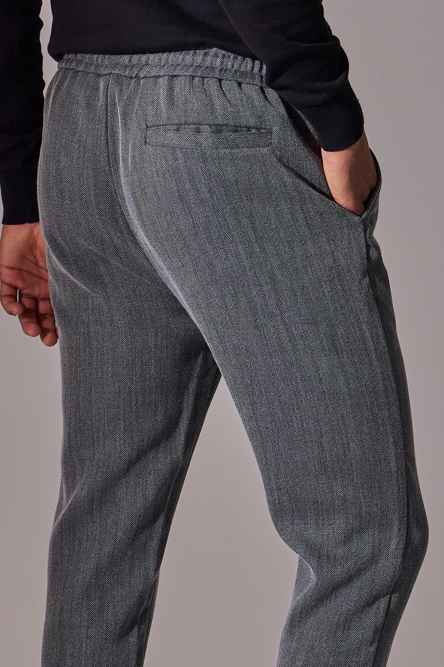 Irven Herringbone Slim Fit Joggers - Grey