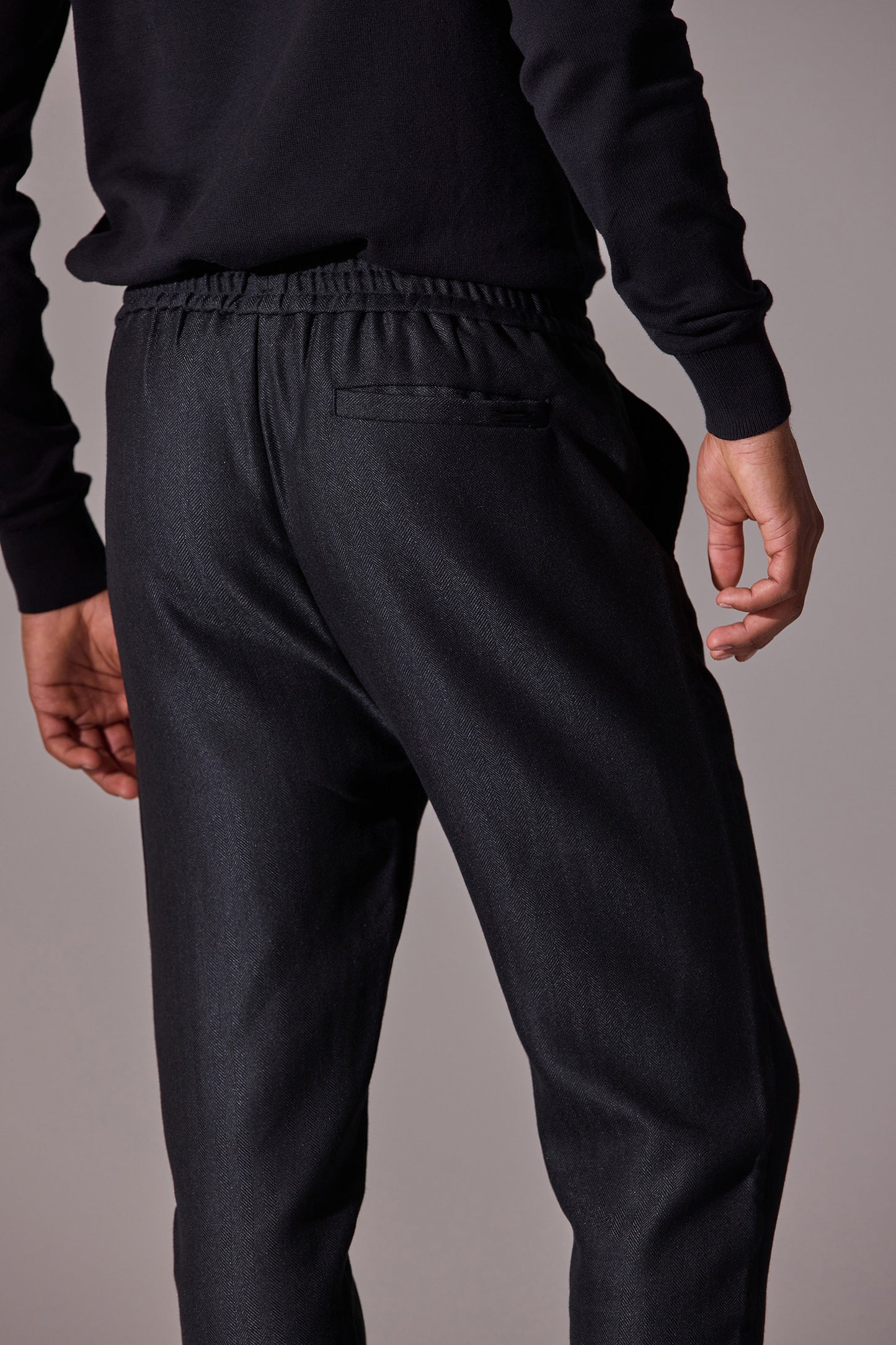 Irven Herringbone Slim Fit Joggers - Black