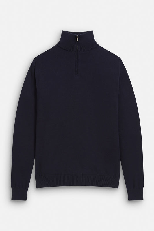 Ross Slim Fit Quarter Zip Jumper - Navy
