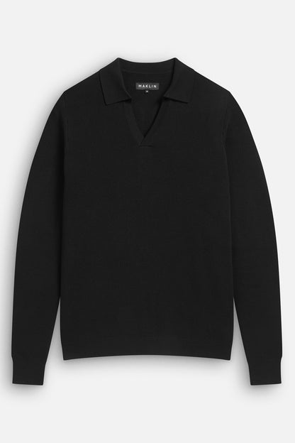 Alick Long Sleeve Polo Shirt - Black