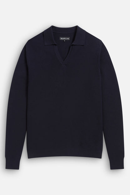 Alick Long Sleeve Polo Shirt - Navy
