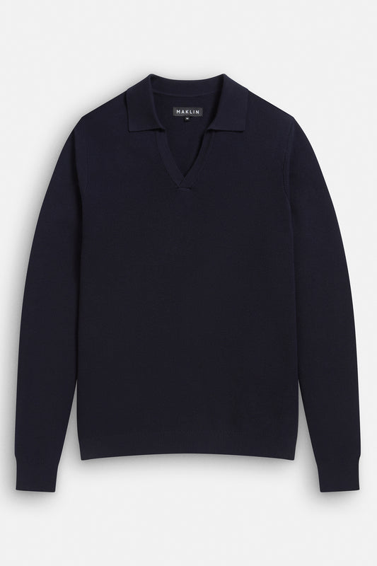 Alick Long Sleeve Polo Shirt - Navy