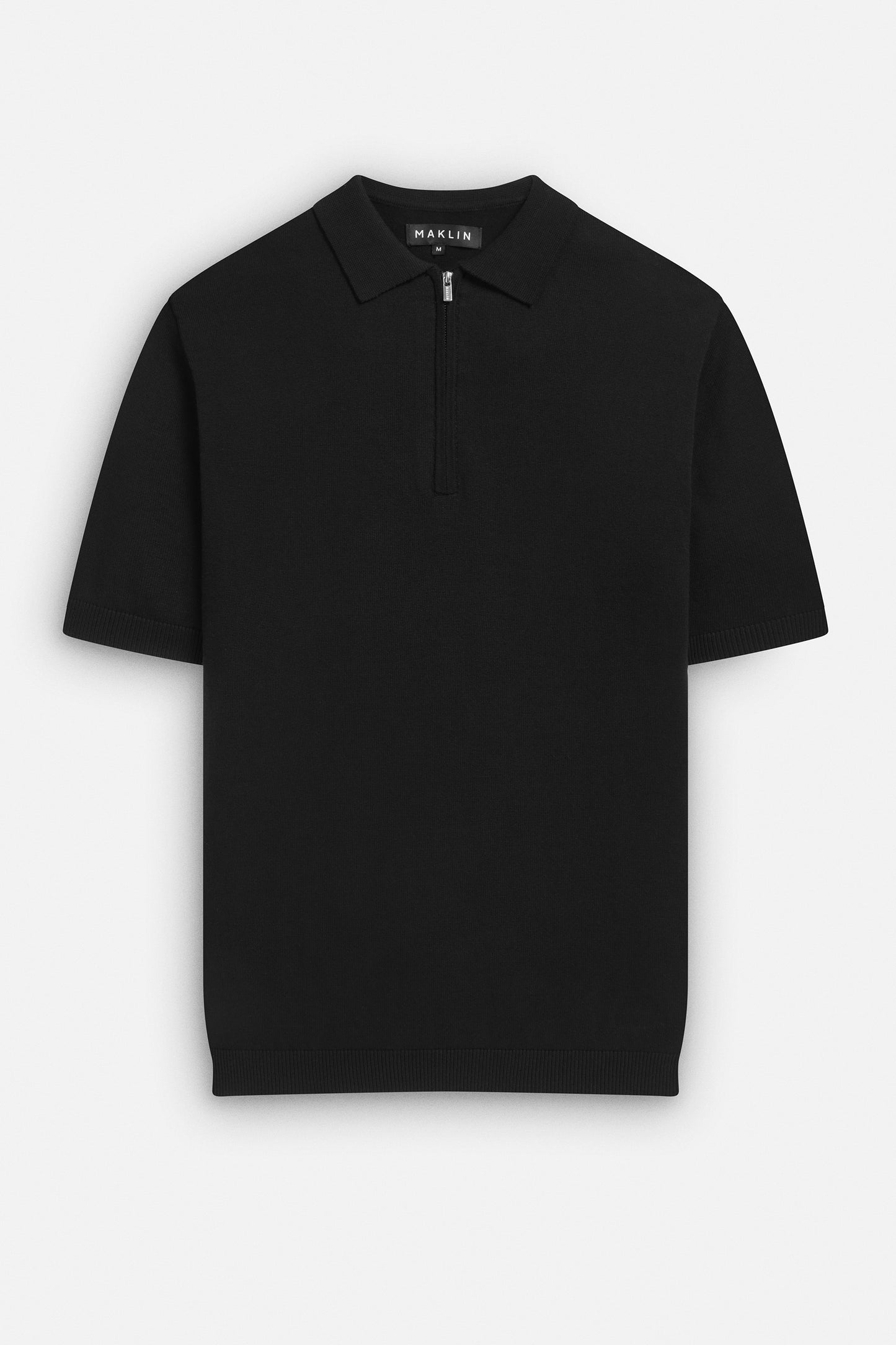 Euan Short Sleeve Quarter Zip Polo Shirt - Black