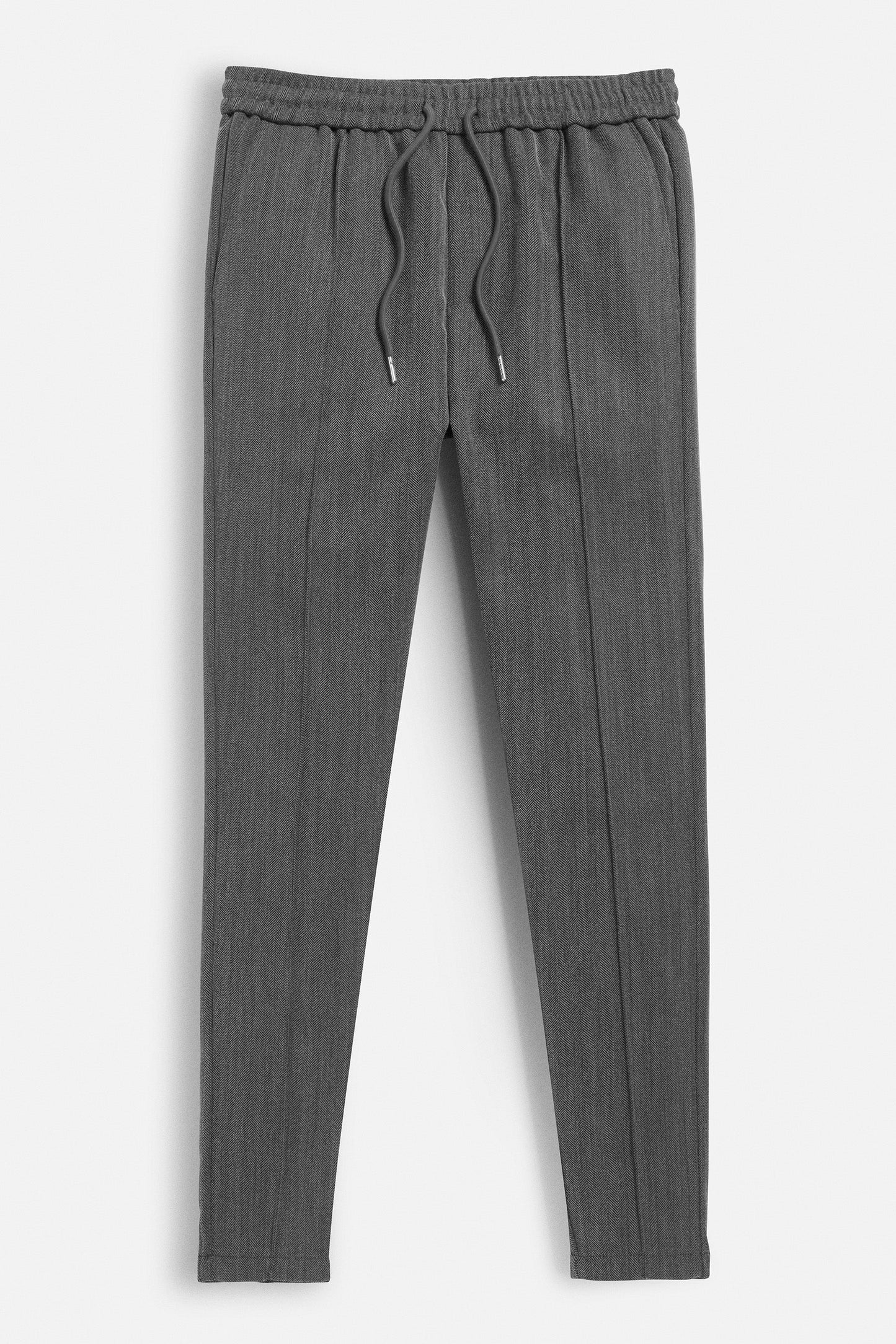 Men's dark grey Herringbone trousers from Maklin Clothing.