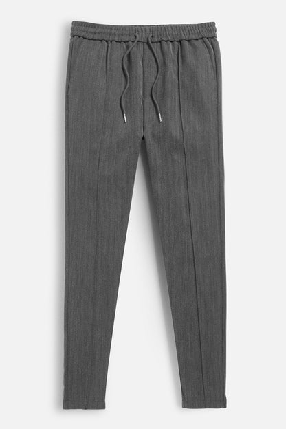 Men's dark grey Herringbone trousers from Maklin Clothing.
